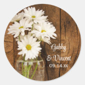 Mason Jar und White Daisies Barn Wedding Runder Aufkleber (Vorderseite)