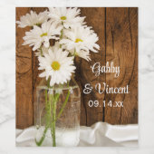 Mason Jar und White Daisies Country Wedding Weinetikett (Einzelnes Label)