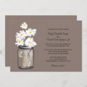 Mason Jar und White Daisies Wedding Einladung (Vorne/Hinten)