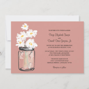 Mason Jar und White Daisies Wedding Einladung