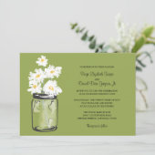 Mason Jar und White Daisies Wedding Einladung (Stehend Vorderseite)