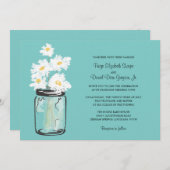 Mason Jar und White Daisies Wedding Einladung (Vorne/Hinten)