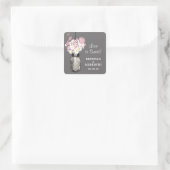 Mason Jar und White Daisies Wedding Quadratischer Aufkleber (Tasche)