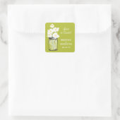 Mason Jar und White Daisies Wedding Quadratischer Aufkleber (Tasche)