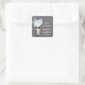Mason Jar und White Daisies Wedding Quadratischer Aufkleber (Tasche)