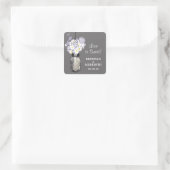 Mason Jar und White Daisies Wedding Quadratischer Aufkleber (Tasche)