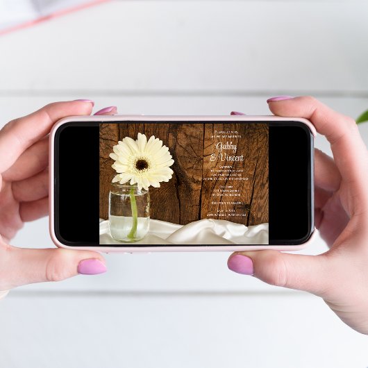 Mason Jar und White Daisy Barn Wedding Einladung