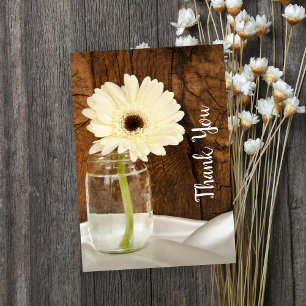 Mason Jar und White Daisy Barn Wedding Vielen Dank Dankeskarte