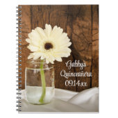 Mason Jar und White Daisy Quinceñera Gästebuch Notizblock (Vorderseite)