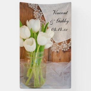 Mason Jar und White Tulips Hochzeit von Stallhütte Banner