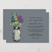 Mason Jar und Wildblumen Einladungen Hochzeiten (Vorne/Hinten)