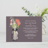 Mason Jar und Wildblumen Einladungen Hochzeiten (Stehend Vorderseite)