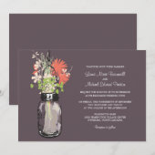 Mason Jar und Wildblumen Einladungen Hochzeiten (Vorne/Hinten)