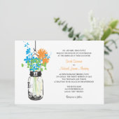 Mason Jar und Wildblumen Einladungen Hochzeiten (Stehend Vorderseite)