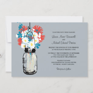 Mason Jar und Wildblumen Einladungen Hochzeiten