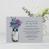 Mason Jar und Wildblumen Einladungen Hochzeiten (Stehend Vorderseite)