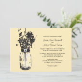Mason Jar und Wildblumen Einladungen Hochzeiten (Stehend Vorderseite)
