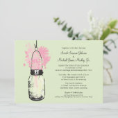Mason Jar und Wildblumen Hochzeit Einladung (Stehend Vorderseite)