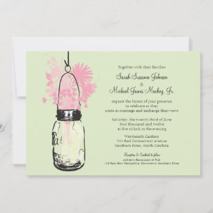 Mason Jar und Wildblumen Hochzeit Einladung