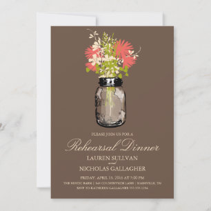 Mason Jar und Wildblumen Probe Dinner Einladung