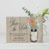 Mason Jar und Wildblumen Save the Date (Stehend Vorderseite)