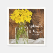 Mason Jar und Yellow Daisies Country Barn Wedding Serviette (Vorderseite)