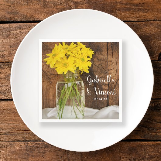 Mason Jar und Yellow Daisies Country Barn Wedding Serviette