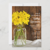 Mason Jar und Yellow Daisies Quinceañera Einladung (Vorderseite)