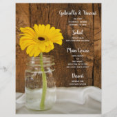 Mason Jar und Yellow Daisy Country Wedding Menu (Vorderseite)