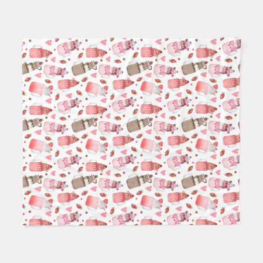 Mason Jar Valentine Milkshakes Fleecedecke (Vorderseite (Horizontal))