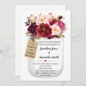 Mason jar Verlobung Marsala Country chic Einladung (Vorne/Hinten)