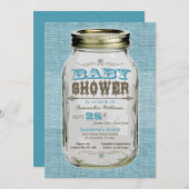 Mason Jar Vintag Look Boy Baby Dusche Einladung (Vorne/Hinten)