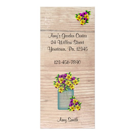 Mason Jar Violas Rack Card Werbekarte (Vorne)