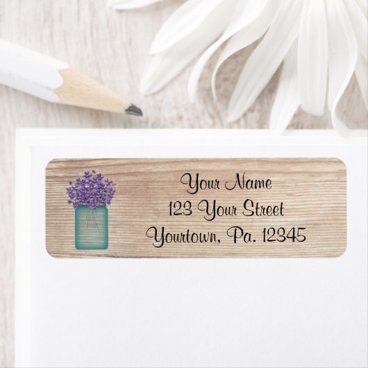 Mason Jar Violets-Adressetikett (Insitu)