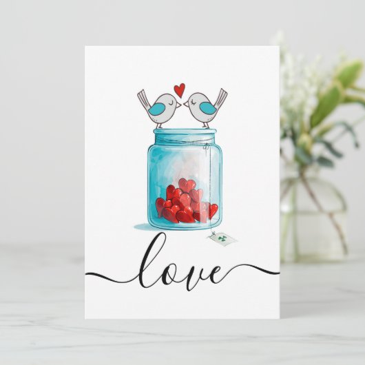 Mason Jar von der Liebe Feiertagskarte (Stehend Vorderseite)