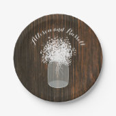 Mason Jar von Gipskraut Wood Inspiriert Hochzeit Pappteller (Vorderseite)