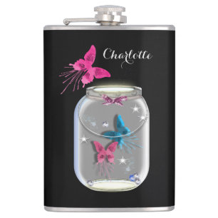 Mason Jar von Schmetterlingen Personalisiert Flachmann