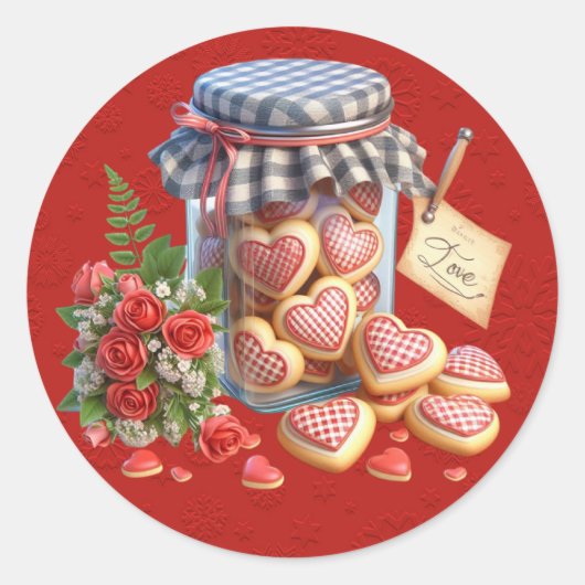 Mason Jar von Valentinherz-Cookies Runder Aufkleber (Vorderseite)