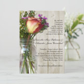 Mason Jar w/Rose Fotografische Hochzeit Einladung (Stehend Vorderseite)