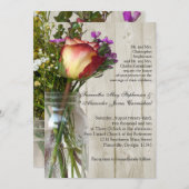 Mason Jar w/Rose Fotografische Hochzeit Einladung (Vorne/Hinten)