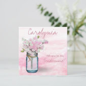 MASON JAR WATERCOLOR PINK PLATTERBSEN EINLADUNG (Stehend Vorderseite)