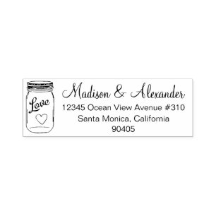 Mason Jar Wedding Address Briefmarke, Self Inking Permastempel