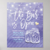 Mason Jar Wedding Bar is Open Drink Menu Poster (Vorne)
