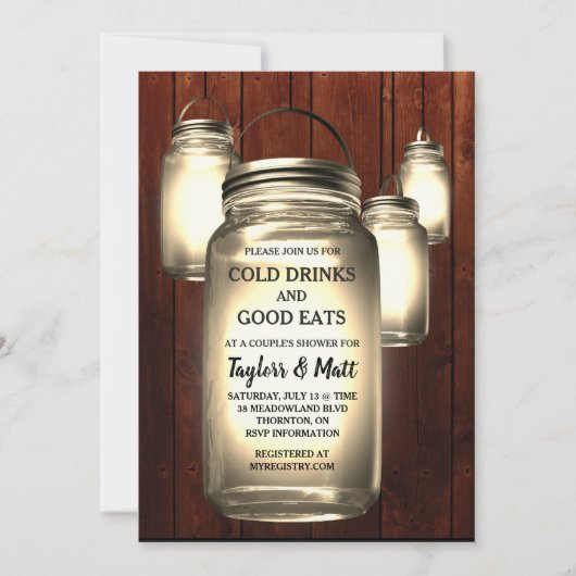 Mason Jar Wedding Couple's Shower Einladung (Vorderseite)