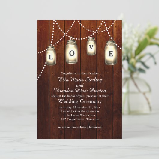 Mason Jar Wedding Einladung (Stehend Vorderseite)