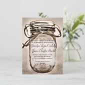 Mason Jar Wedding Einladung mit Verlobung Foto (Stehend Vorderseite)
