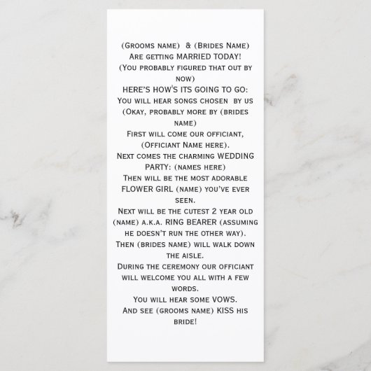 Mason Jar Wedding Program Programm (Rückseite)