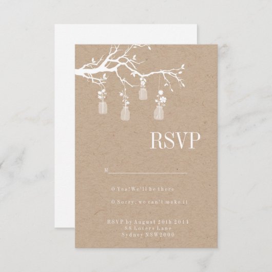 Mason Jar Wedding RSVP (Vorne/Hinten)