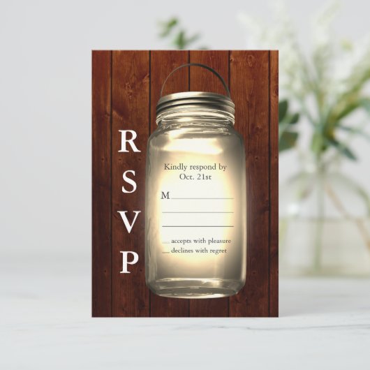 Mason Jar Wedding RSVP (Stehend Vorderseite)