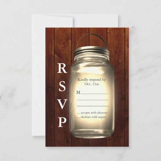 Mason Jar Wedding RSVP Karte (Vorderseite)